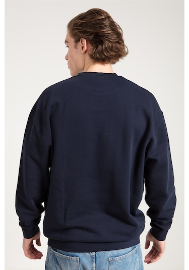 Jahr Marc Oversize Asit Yıkamalı Lacivert Erkek Sweatshirt Lacivert