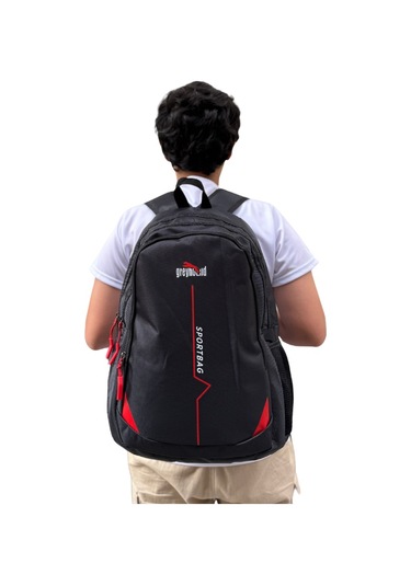 Relaxion Su Geçirmez Kumaş Geniş İç Hacimli Okul Seyahat Sırt Çantası 800 Kirmizi