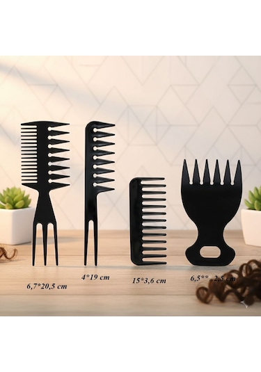 Erkek & Kadın Kullanımına Uygun 4'lü Saç Açma Ve Şekillendirme Tarağı - Afro Tarak Seti Diğer