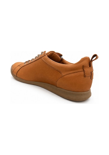 Papucumun Dünyası Kadın Hakiki Deri Yan Fermuar Detaylı Casual Sneaker Taba