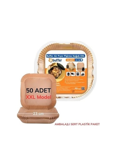 Petinka Air Fryer Pişirme Kağıdı Tek Kullanımlık 23 Cm Kare Xxl Pişirme Kağıdı 50 Adet