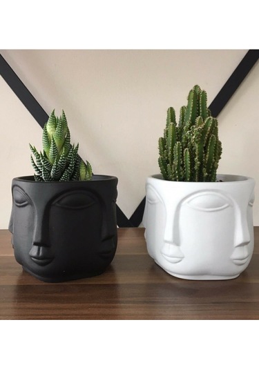 Bernami Mumluk Şamdanpinterest Havelka Beton 2'li Mat Siyah Beyaz Saksı Diğer