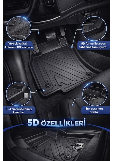 Audi A5 2015 Model Aracınıza Özel Karbon Kauçuk Paspas Takımı