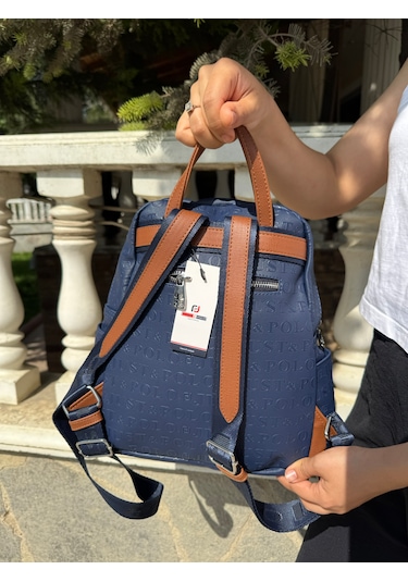 Just Polo Kadın Lacivert Taba Büyük Boy Sırt Çantası