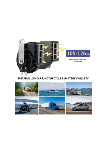 Fochsia 2 Adet 120db Kara Taşıtları Korna Seti Siyah Motosiklet Tekne Kamyon Çok Sesli