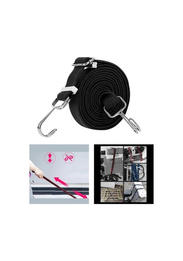 Homyl Ağır Hizmet Tipi Elastik Bungee Cord Kancalı Siyah-2m Siyah 2m Siyah