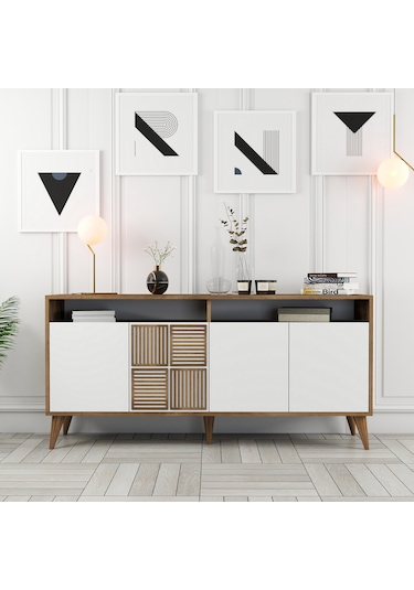 Milan 160cm Konsol - Ceviz / Beyaz