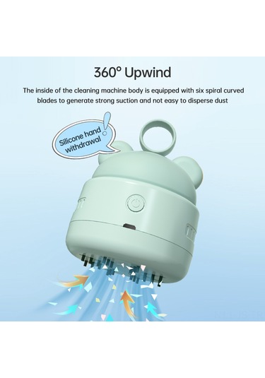 Jeemson Jy-026 Masaüstü Süpürge, Şarj Edilebilir Li-poly Pil, 2 Seviye Vücut, Abs+silikon, 30 Dakika Sürekli Çalışma, Mavi