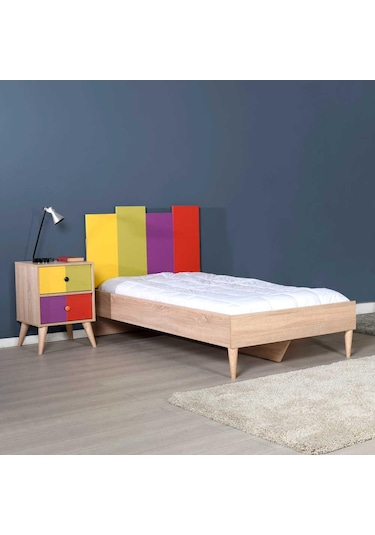 Rainbow Genç Odası Tek Kişilik Karyola - Sonoma-Karışık