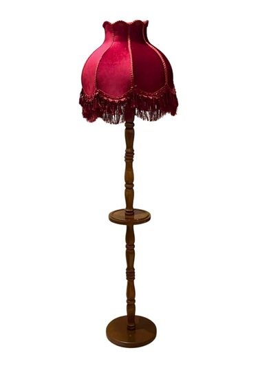 Bordo Sehpalı Vintage Lambader 170x45cm Bordo