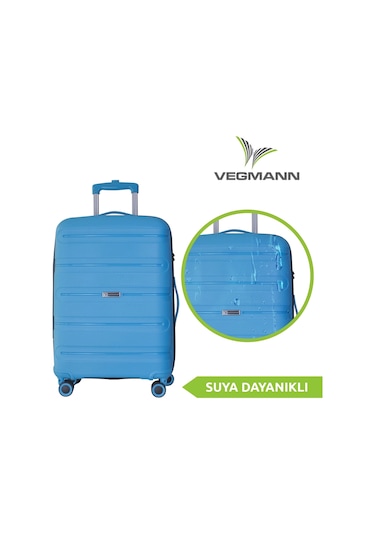 Vegmann Polipropilen Pp Atlas Mavi Büyük Boy Valiz Mavi