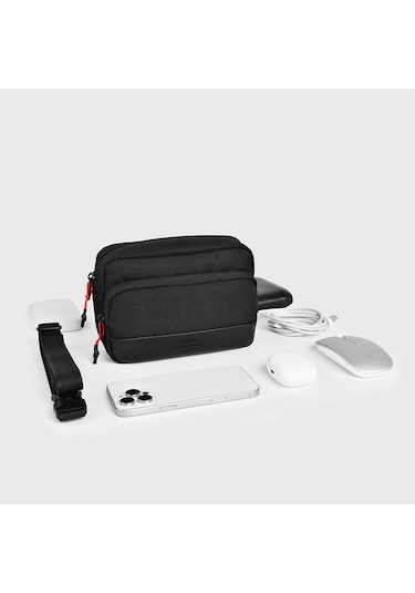 Wiwu Essen Serisi Suya Dayanıklı 1200d Polyester Kumaş Çapraz Vücut Çantası Siyah Siyah