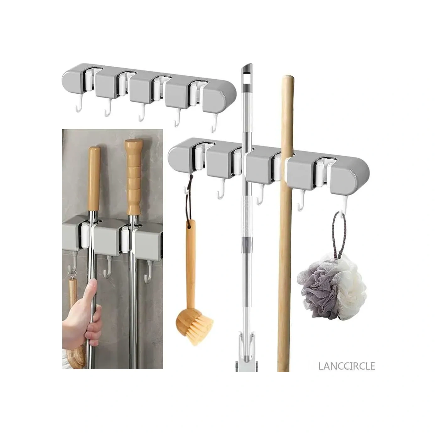 Konesam Plastik Temizlik Aleti Tutucu: Yüksek Yük Kapasitesi, Yer Tasarruflu Ve Organize Edici Tasarım Gri