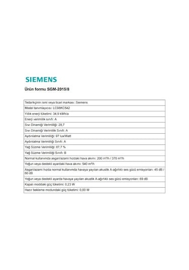Siemens LC98KC542 Eğimli Duvar Tipi 90 CM Davlumbaz