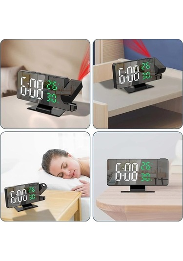 Ganzhoushop Zilinn Zaman Tavan Sıcaklık Saati Saati Saati Saat Renki Projektör Projeksiyon Led Işık İle İçin Harf-33 Göstergesi Ev Erteleme Dijital Çok Çalar Beyaz Arka Wq Çok Renki