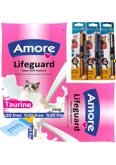 LifeGuard Kedi Süt Tozu 2x240gr + 3 Boyun Tasma + Biberon 40ml