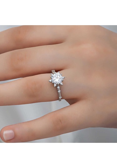 Casera's Gümüş Çiçek Desenli Kadın Yüzük Csr2185265 Gümüş