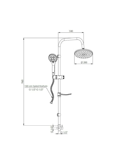 Gpd Sürgülü Duş Seti 3 Fonksiyonlu El Duşu Ile Siyah Dst19-2-S Diğer