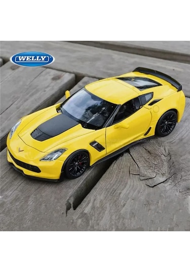 Chevyrolet Corvette Z06 1/24 Sarı Renk Model Araba Koleksiyon