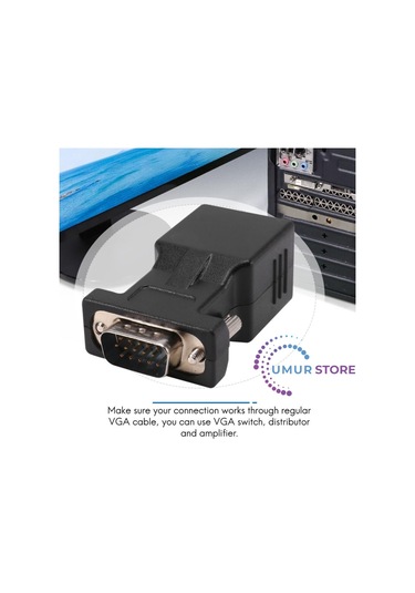 Vga Genişletici Erkek - Lan Cat5 Cat6 Rj45 Ağ Kablosu Adaptörü