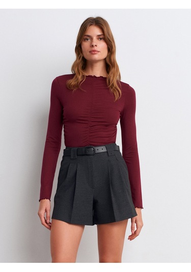 Dilvin 32112 Büzgülü Top-bordo Bordo