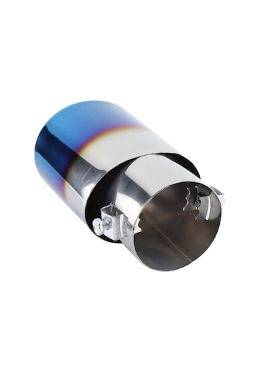 Geeroyoo Oto Egzos Borusu Dekorasyonu: Paslanmaz Çelik Mavi Kaplama, Egzos Akışını Artırır, Gücü İyileştirir, Evrensel Uyum 5.3-3.8cm , 1 Adet