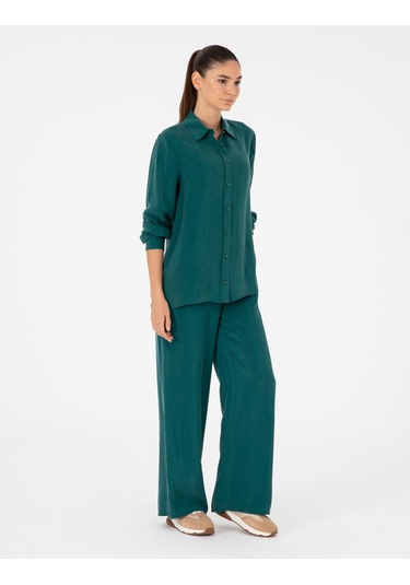 Pierre Cardin Kadın Koyu Yeşil Gömlek Desenli 50292279-vr079 Koyu Yeşil
