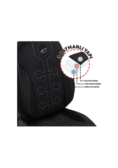 Minderland Fa Serisi - Volkswagen Amarok İle Uyumlu Koltuk Kılıfı, Tay Tüyü / Siyah