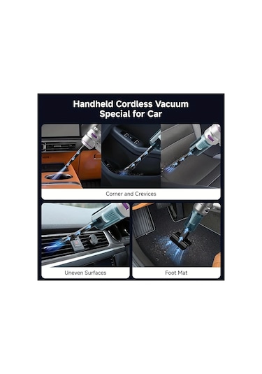 Cordial Mor-16000pa 16000pa Güçlü Emiş 100w Fırçasız Motorlu El Tipi Araba Süpürgesi 4ü 1 Arada Taşınabilir Ev Ofis Kamp İçin