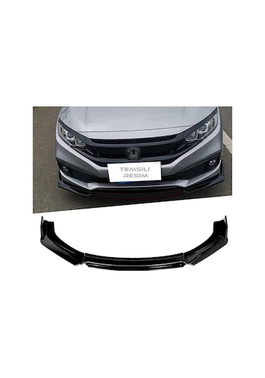 Renault Clio 1 1990-1998 Siyah Şeritli Renkli Ön Ek Ön Lip Piona Black 4 Prç