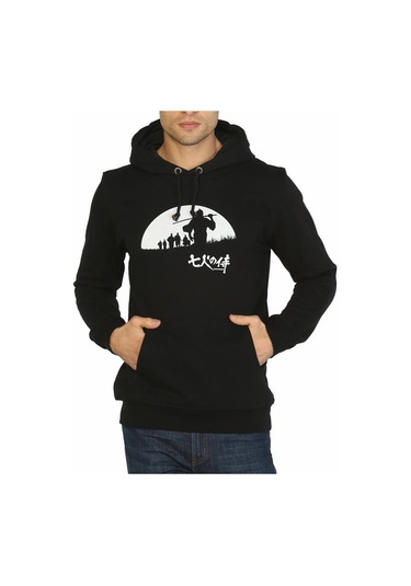 Bant Giyim - Seven Samurai Siyah Erkek Kapşonlu Sweatshirt