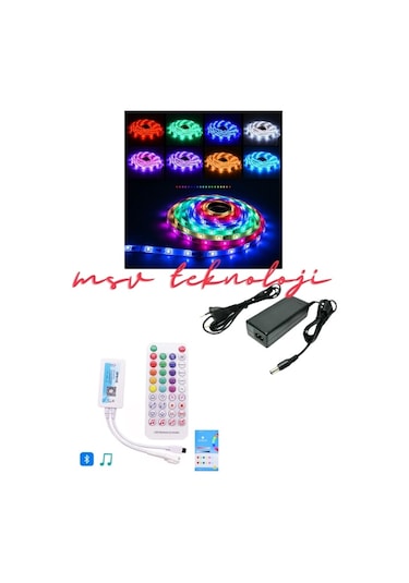 12v 5 Metre Silikonlu Amimasyonlu 5050 Smd Pixel Şerit Led Sp611e Kumandalı 5a Adaptörlü Ip65 Set