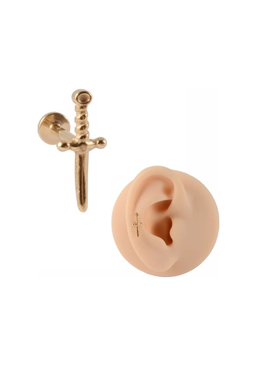 Dreamlee Cerrahi Çelik Yılan Kulak Piercingi - Tragus Ve Kıkırdak Piercing Takısı - Buda Heykeli Labretgümüş Kaplamawhıte Gümüş