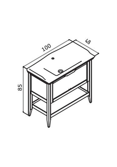 Orka Bastle 100 CM Mat Lacivert Banyo Dolabı Alt Modül ve Lavabo Lacivert
