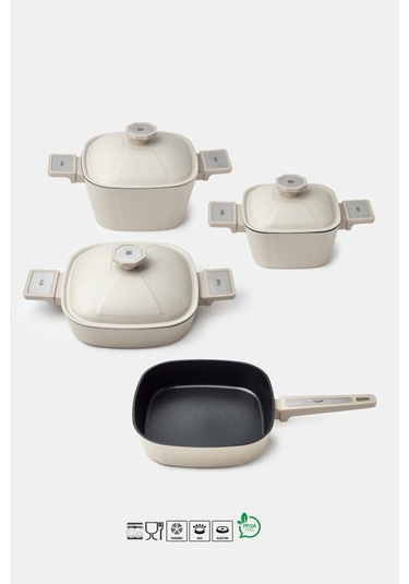Brett 7 Parça Tencere Seti Krem Krem