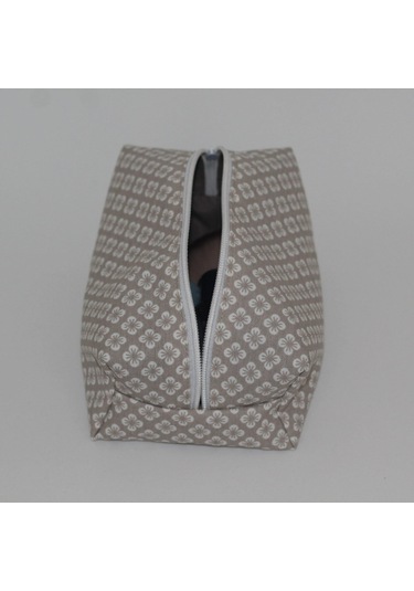 SerSev Çiçek Desenli El Yapımı Duck Kumaş Su Geçirmez Astarlı Makyaj Çantası