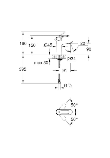 Grohe Bauedge S-Boyut Lavabo Bataryası Krom 23330000