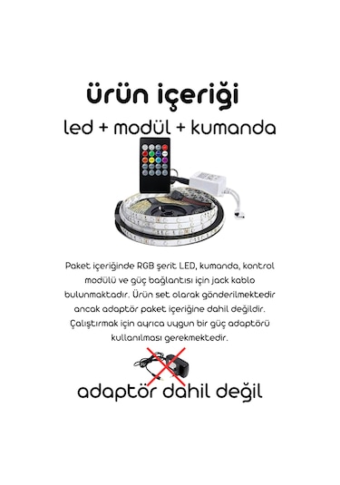 Lumidrive 3m Rgb 5050 Led Şerit Müzikle Senkron Işık, 20 Tuş Kumanda, Ses Modül Seti 12v