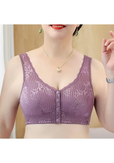 Mor Ön Toka Orta Yaşlı Ve Yaşlı İç Giyim Kadın Straplez Yelek Stil Kırmızı Dantel Büyük Sütyen Mor