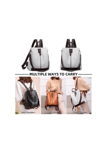 Skycity Moda Kadın Sırt Çantası - Çok Cepli, Hırsızlığa Karşı, Su Geçirmez, Pu Malzeme, Gri Renk, Seyahat Ve Günlük Kullanım İçin Çok Renkli