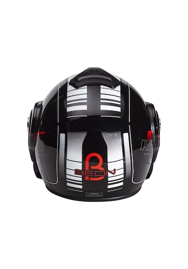 Beon B 702 Reverse Tam Açılır Kask Siyah Beyaz Kırmızı L