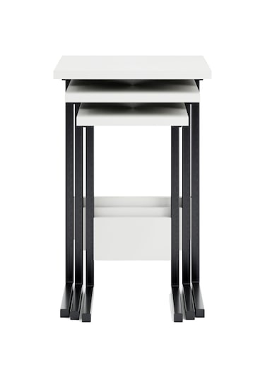 Zg3 Metal Zigon Sehpa 3'lü Beyaz