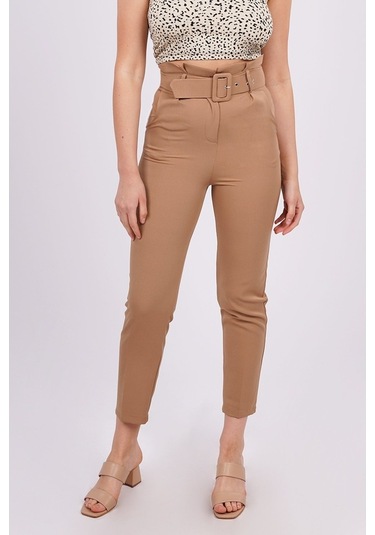 Gabria Kadın Bel Kemerli Pantolon Camel