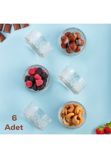 Porsima Te-10 Cam Kase Puding Ve Dondurma Kasesi 6'lı Kase Seti
