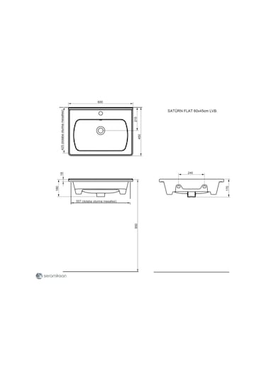 Seramiksan A142011K Saturn Etajer Uyumlu Lavabo Mat Antrasit 60 CM