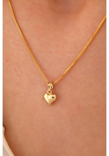 Sefa Gold 14 Ayar Altın Kalp Küp Zincir Kolye