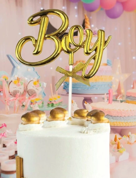 Pasta Üstü Çubuklu Süs Krom Cinsiyet Partisi Baby Shower Altın Boy Yazılı Çubuk Diğer