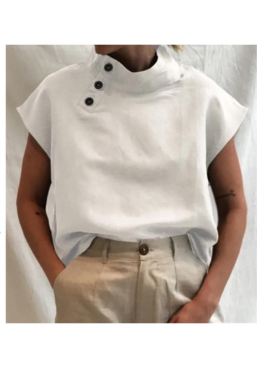 Mavi Celmia Kadın Yaz Bluzlar 2023 Moda Pamuk Keten Blusas Hafif Beyaz Gömlek Casual Chic Tunik Mavi Celmia Kadın Yaz Bluzlar 2023 Moda Pamuk Keten Blusas Hafif Beyaz Gömlek Casual Chic Tunik