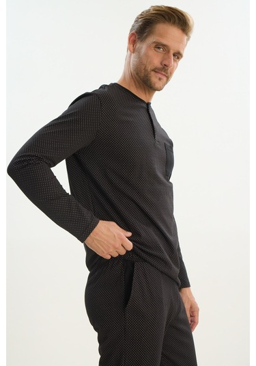 Erkek Uzun Kol Siyah Pijama Takım C2t5n4o9 001