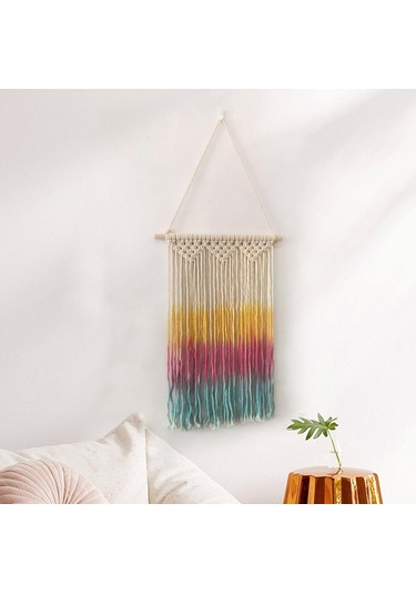 Homyl Makrome Duvar Askısı Renkli Yılbaşı Vurguları Bohem